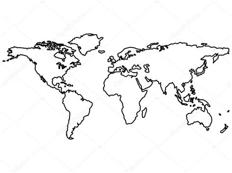 Contornos Do Mapa Mundo Preto No Branco â Vetor De Stock Tatuagens De