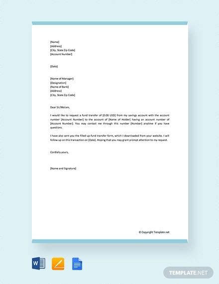 This page provide the writing tips of request letter to bank with proper format. 13+ Fund Transfer Letter Templates - PDF, Doc, Apple Pages, Google Docs | Free & Premium Templates
