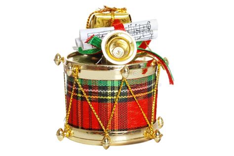 Isolated Decorated Christmas Drum Royalty Free Stock Photography