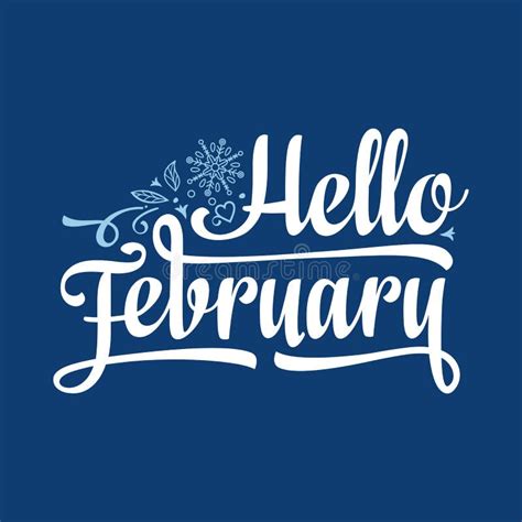 Hello February Card Holiday Decor Lettering Stock Vector