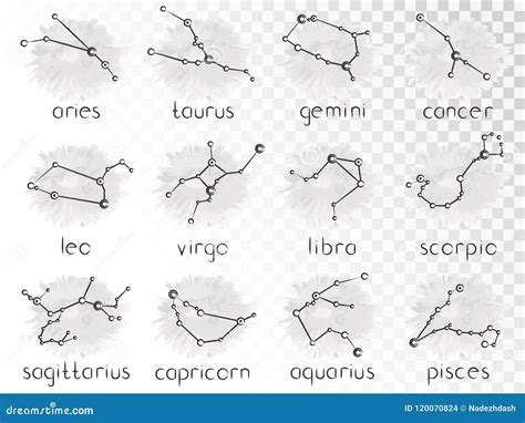 Vector Set Of Zodiac Constellations Stock Vector Illustration Of