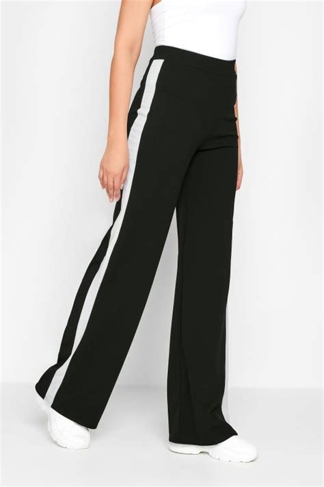 Lts Tall Womens Black And White Stripe Wide Leg Trousers Long Tall Sally