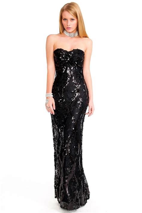 Black Sequin And Lace Strapless Gown Long Black Sequin Dress Wedding Dress Sequin Black Sequin