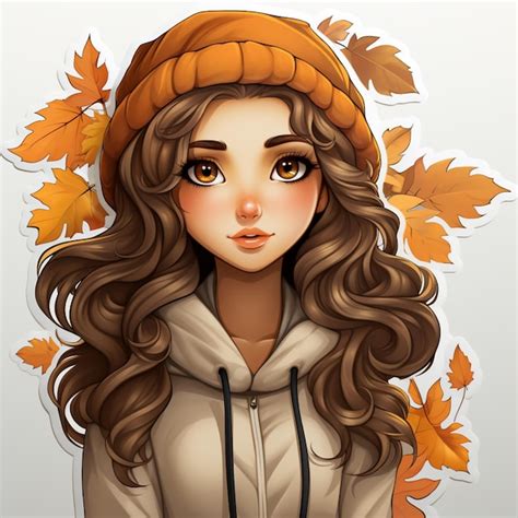 Premium Ai Image Cartoon Girl With Long Brown Hair Wearing A Hat And