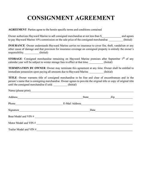Free Printable Consignment Contract
