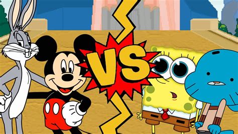 M U G E N Battles Mickey Mouse Bugs Bunny Vs SpongeBob Gumball YouTube