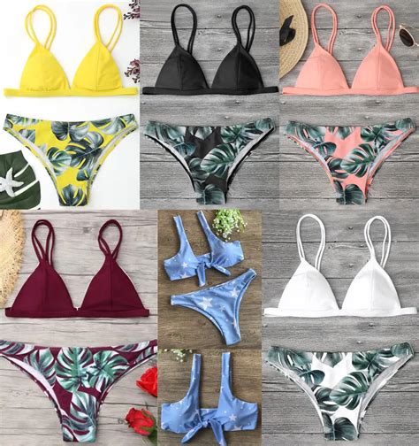 2018 Summer Women Floral Bikinis Set Women Triangle Bikini Set Bandage Push Up Swimsuit Bathing