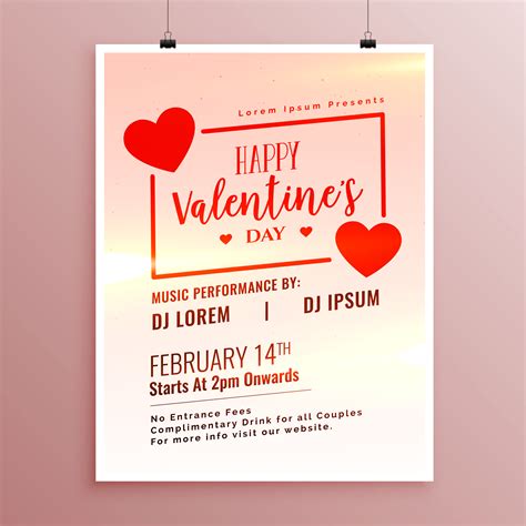 Elegant Happy Valentines Day Hearts Flyer Template Download Free