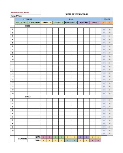 Printable Attendance Sheet Excel Attendance Sheet Attendance Sheet Images And Photos Finder