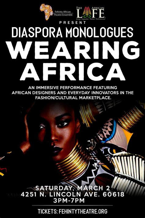The Poster For Diaspora Monologues Wearing Africa Featuring An Image