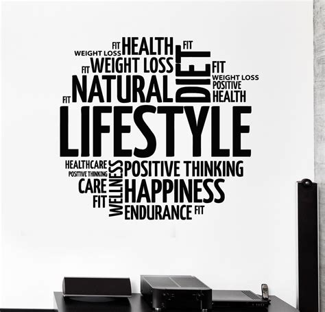 Vinyl Wall Decal Healthy Lifestyle Words Motivation Diet Stickers Uniq