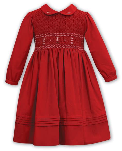 Sarah Louise Red Smocked Dress 012172