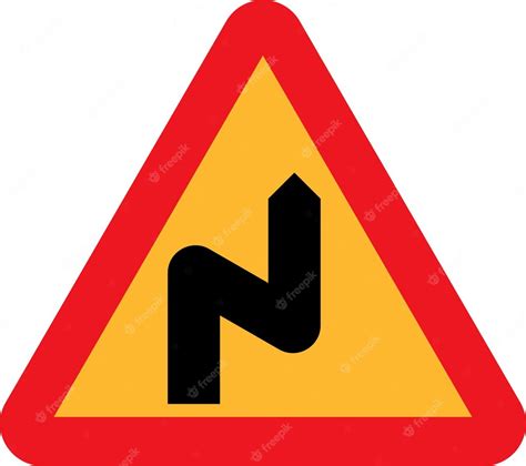 Premium Vector Vector Road Sign Double Bend First To The Right