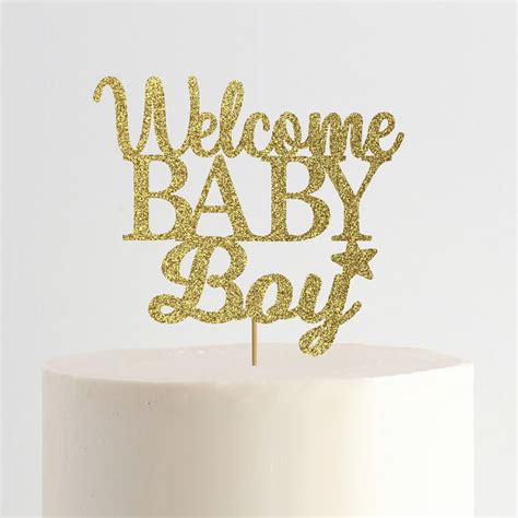 Welcome Baby Boy Baby Shower Cake Topper Personalized Topper Custom
