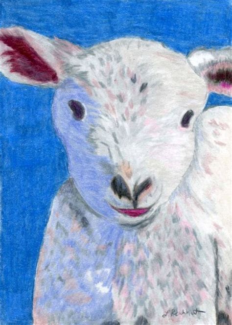 Cute Pink Pig Colored Pencil Painting Print Farm Animals Kids Etsy
