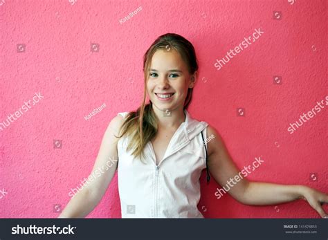 Beautiful Blondhaired 13years Old Girl Portrait Stock Photo 141474853