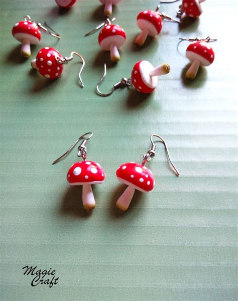 Mushroom Earrings Handmade In Polymer Clay Etsy