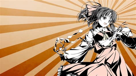 Female Anime Character With Orange Dress Digital Wallpaper Anime Touhou Hakurei Reimu Hd