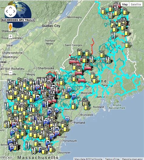 Nh Me And Vt Snowmobile Trail Map For Garmin Backwoods Gps Trails