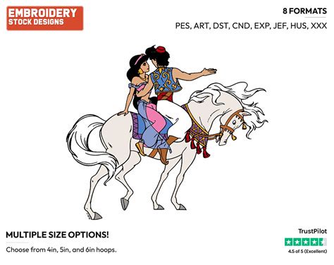 Aladdin Jasmine Riding Horse Disneys Aladdin Embroidery Design In