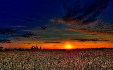 Beautiful Sunset Over Wheat Fields Hdr 1438167