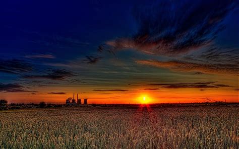 Beautiful Sunset Over Wheat Fields Hdr 1438167 : Wallpapers13.com