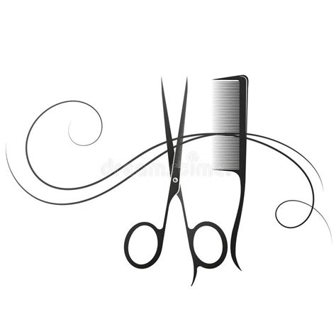 Hair Stylist Symbol With Scissors And Comb Stock Vector Illustration