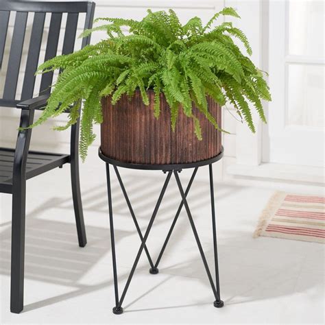 Mainstays Karvel Galvanized Planter With Stand Copper 16 In Dia X 28