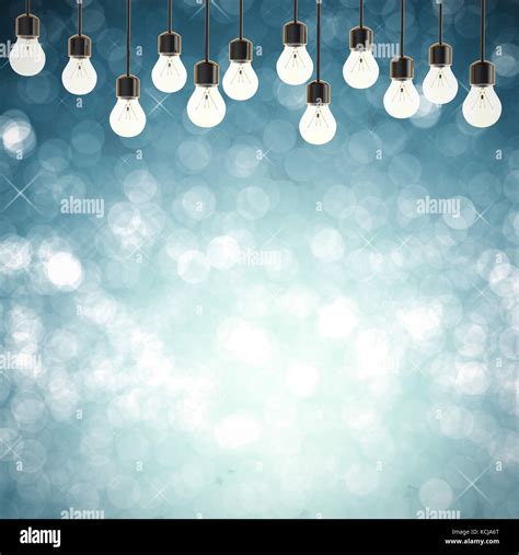 3d Rendering Twinkle Lights On Empty Blue Abstract Background Stock