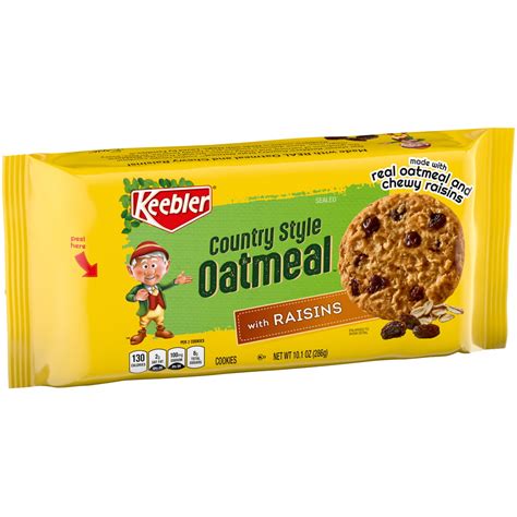 Keebler Country Style Oatmeal Cookies With Raisins 101 Oz Walmart