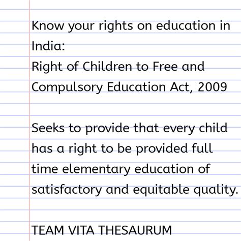 Vita Thesaurum Lifes Treasures Indias Rights On Education