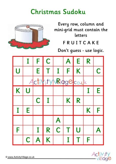 You can also play interactively online! Christmas Sudoku Difficult