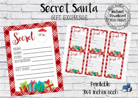 Secret Santa Cards Printable Printable World Holiday