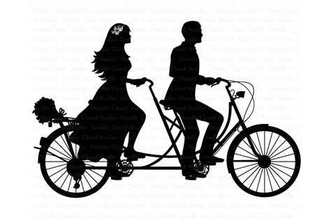Wedding Tandem Bike Bride And Groom Svg Wedding Couple 312567 Cut