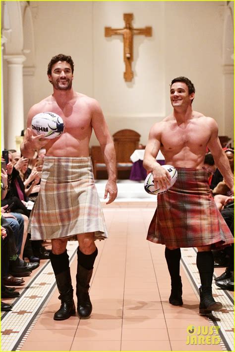 Thom Evans And Brother Max Evans Go Shirtless In Kilts For Fashion Show