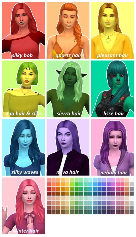 Sims Four Sims 4 Mm Pelo Color Menta Mint Hair Color Custom Colored