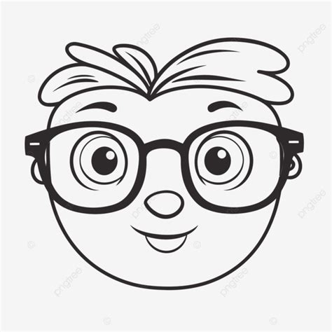 Boy With Glasses Coloring Page Outline Sketch Drawing Vector