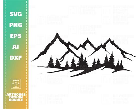 Mountain And Trees Clipart Mountain Clipart Svg Camping Etsy Tree