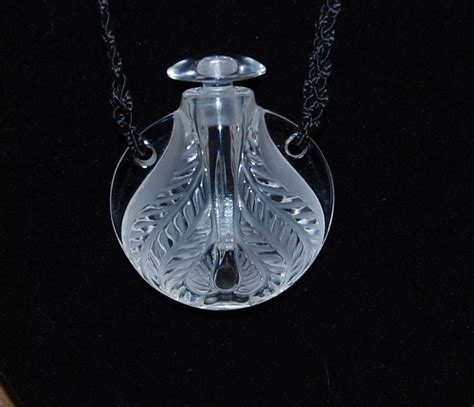 Authentic Lalique France Perfume Bottle Clear Crystal Pendant Necklace