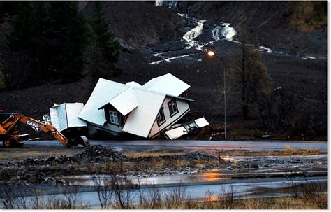 Landslides Severely Damage Houses In Iceland After Record Rainfall For