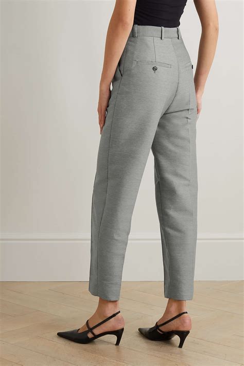 Gray Pleated Woven Tapered Pants Toteme Net A Porter