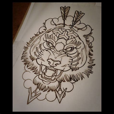Traditional tiger head tattoo outline. Arrow Shot Tiger Tattoo Design | Best Tattoo Ideas Gallery