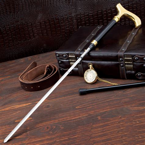 Black And Gold Gent Sword Cane True Swords