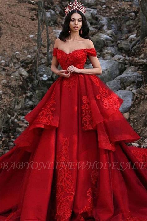 Charming Ball Gown Appliques Off The Shoulder Sleeveless Prom Dress Red Prom Dress Red Ball