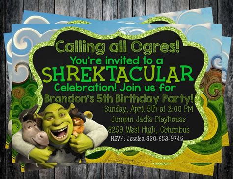 Shrek Birthday Party Invitation Digital File Any Age Etsy