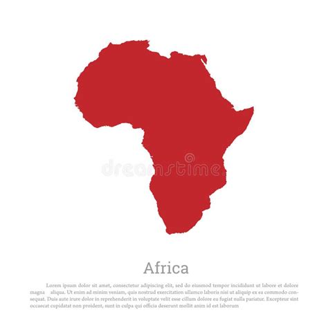 Red Silhouette Of Continent Africa On A White Background Detailed Map