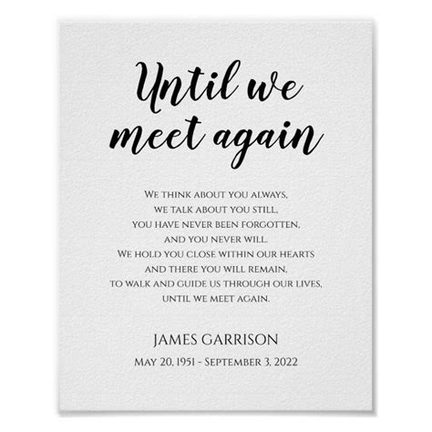 Until We Meet Again Celebration Of Life Poem Poster