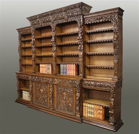 Large 19thc Renaissance Style Carved Oak Bookcase Antiques Atlas