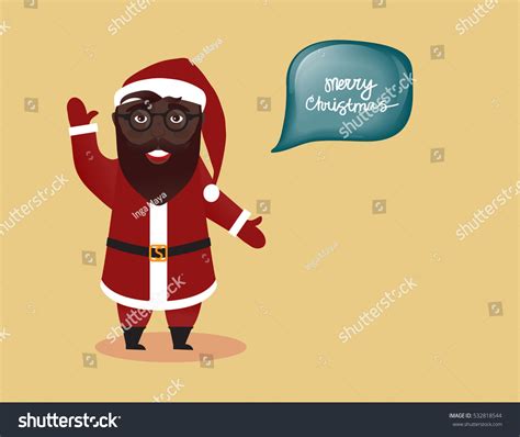 Black African American Man Santa Claus Smiling Merry Christmas And