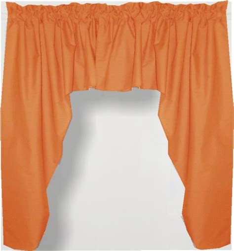 Solid Orange Colored Swag Window Valance Optional Center Piece Available